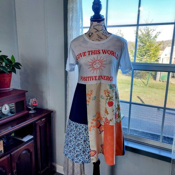 Upcycled Positive Energy Tee Dress S M - Picture 7 of 11